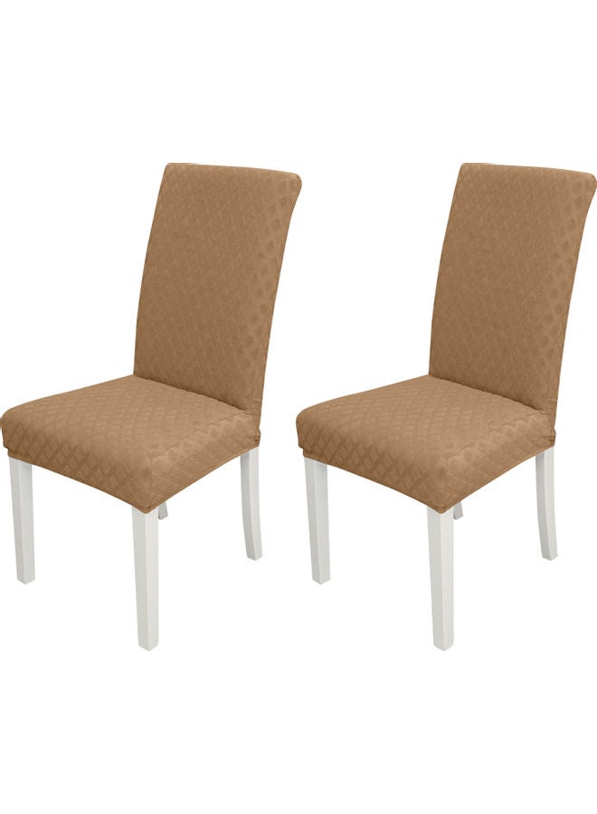 2-Piece Dining Chair Slipcover Beige 21x2x17cm  - Image 1