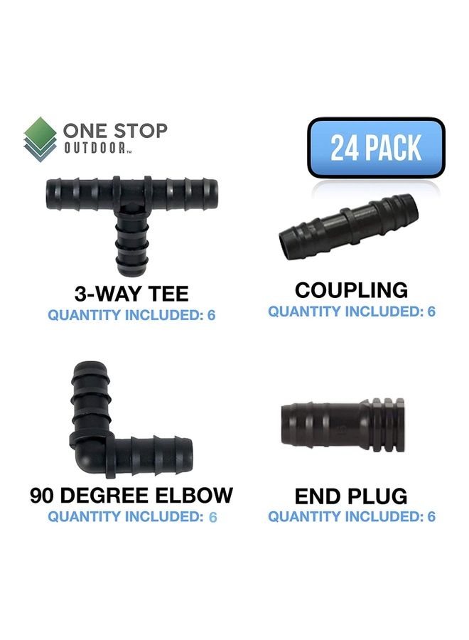 24-Piece Irrigation Fitting Kit For Drip Tubing Black - Image 2