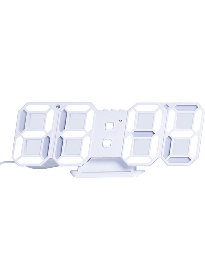 3D LED Digital Clock White 24.50x4.70x9.60cm