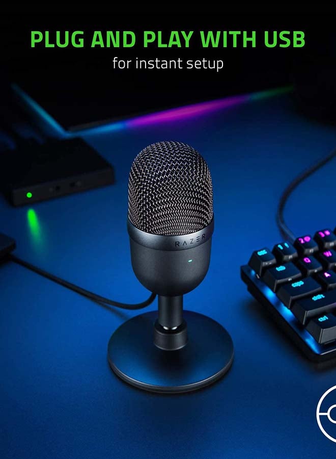 RAZER - Seiren Mini - USB Condenser Microphone for Streaming (Compact with Supercardioid Polar Pattern, Tiltable Stand, Integrated Shock Absorber) Quartz/Pink Wired - Image 1