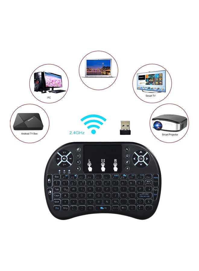 Generic - Wireless Mini Qwerty Keyboard With Touchpad Black - Image 1