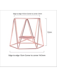 كياوكاي حامل شموع وبخور من الحديد بتصميم شكل هندسي وطابع أوروبي ذهبي وردي 12سم  - Image 2