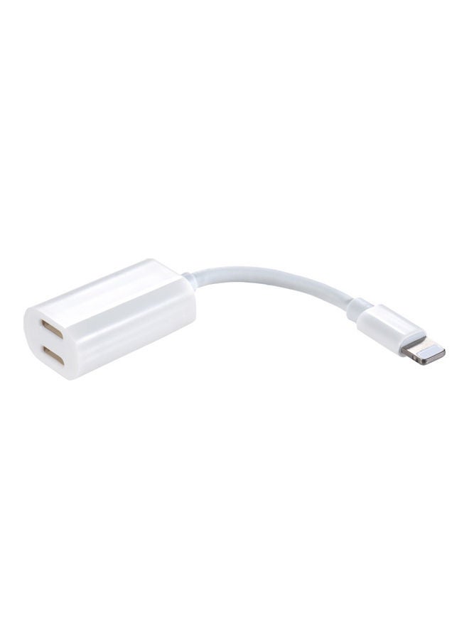 2 To 1 Jack Auxiliary Cable Converter For Iphone Splitter Headset White  - Image 1