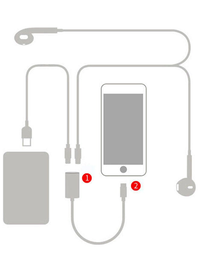 2 To 1 Jack Auxiliary Cable Converter For Iphone Splitter Headset White  - Image 3