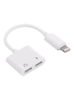 Generic 2 In 1 Lightning Audio Charging Adapter To Headphone Aux Cable White  - Image 2