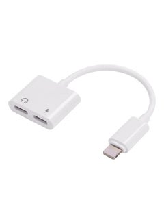 Generic 2 In 1 Lightning Audio Charging Adapter To Headphone Aux Cable White  - Image 3