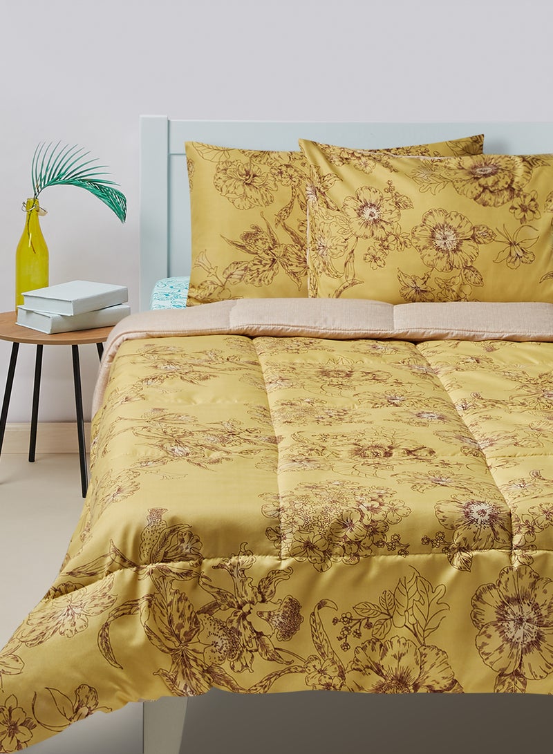 Amal - Comforter Set - Amal Bed Linen With Comforter 240X220 Cm For King Size Mattress - Gold 100% Polyester Soft, Lightweight & Warm Polyester Gold - Image 1