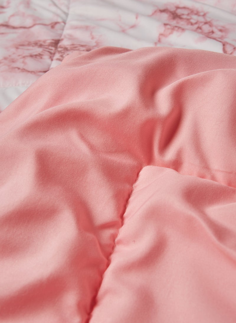 Amal - Comforter Set - Amal Bed Linen With Comforter 220X200 Cm For Queen Size Mattress - Multicolor_White/Pink 100% Polyester Soft, Lightweight & Warm Polyester White/Pink - Image 1
