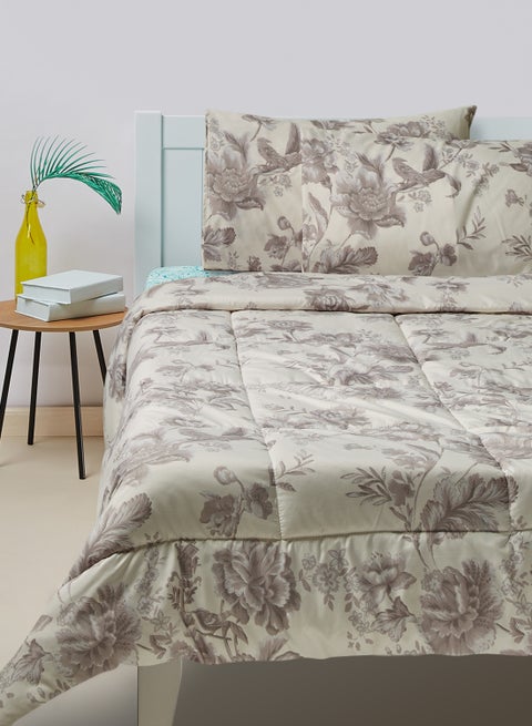 Comforter Set - Amal Bed Linen With Comforter - For Queen Size Mattress - Beige 100% Polyester Soft, Lightweight & Warm Polyester Beige 220X200cm
