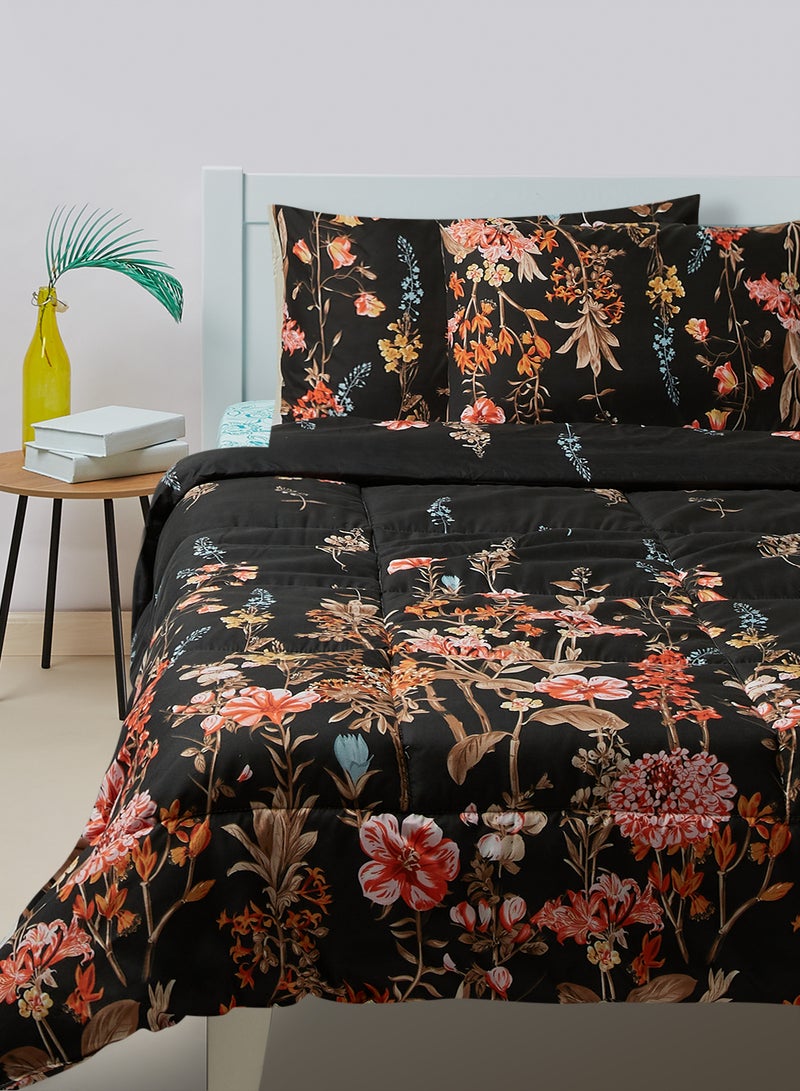 Amal - Comforter Set - Amal Bed Linen With Comforter 220X200 Cm For Queen Size Mattress - Multicolor_Brown/Black 100% Polyester Soft, Lightweight & Warm Polyester Brown/Black - Image 1