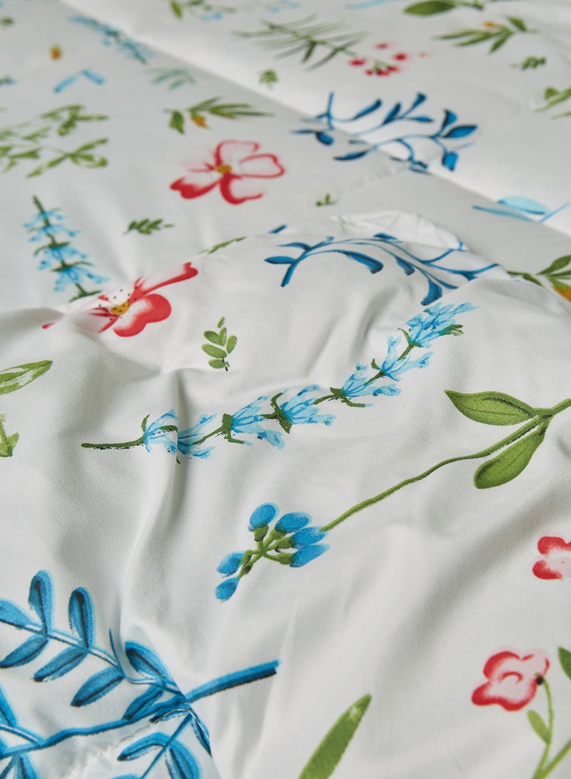 Amal - Comforter Set - Amal Bed Linen With Comforter 240X220 Cm For King Size Mattress - Multicolor_White/Green/Blue 100% Polyester Soft, Lightweight & Warm Polyester White/Green/Blue - Image 1