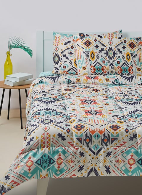Comforter Set - Amal Bed Linen With Comforter 220X200 Cm For Queen Size Mattress - Multicolour 100% Polyester Soft, Lightweight & Warm Polyester Multicolour 200 x 220cm