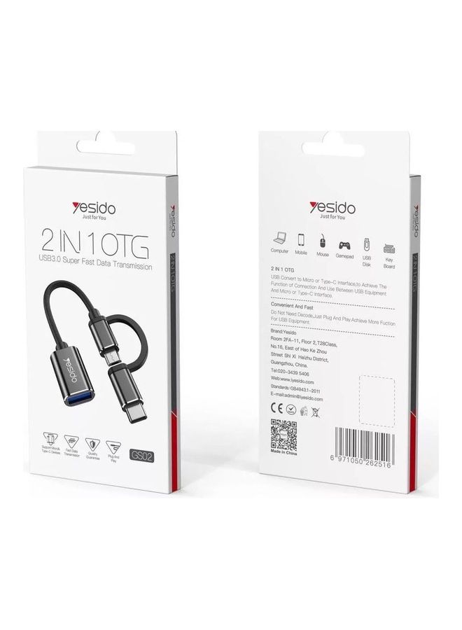 Yesido 2 in 1 OTG Super Fast USB 3.0 Data Transmission Cable Black - Image 4