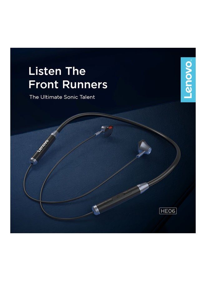 Lenovo - HE06 Earphone Wireless Neckband Headset Stereo Sports Magnetic Headphones Black - Image 1