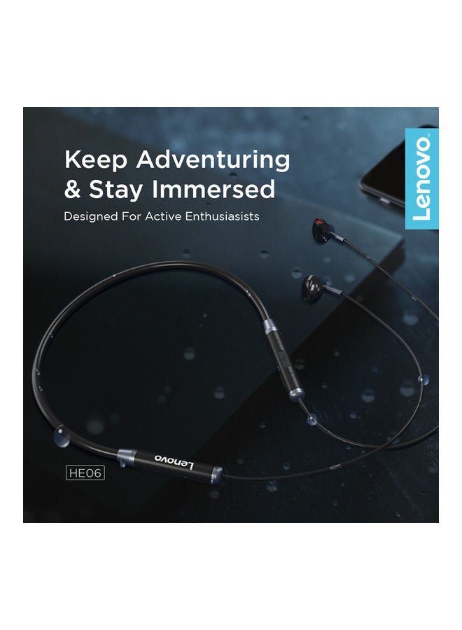 Lenovo - HE06 Earphone Wireless Neckband Headset Stereo Sports Magnetic Headphones Black - Image 1