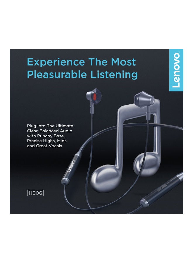 Lenovo - HE06 Earphone Wireless Neckband Headset Stereo Sports Magnetic Headphones Black - Image 1