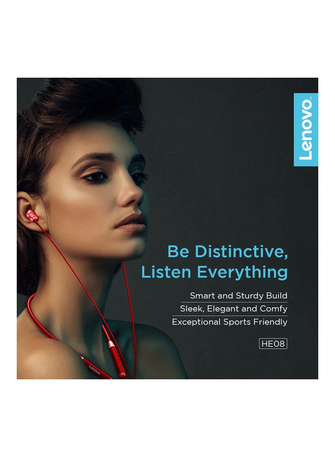 Lenovo Neckband Magnetic Earbuds Red - Image 4