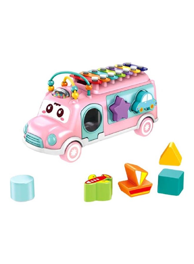 HUANGER Musical Happy Bus With Xylophone And Shape Sorter Educational Learning Toy For Kids 30x19.2x10.9cm  - Image 1