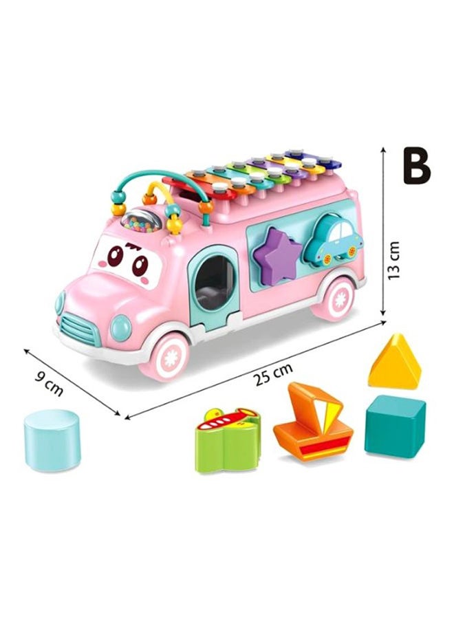 HUANGER Musical Happy Bus With Xylophone And Shape Sorter Educational Learning Toy For Kids 30x19.2x10.9cm  - Image 2