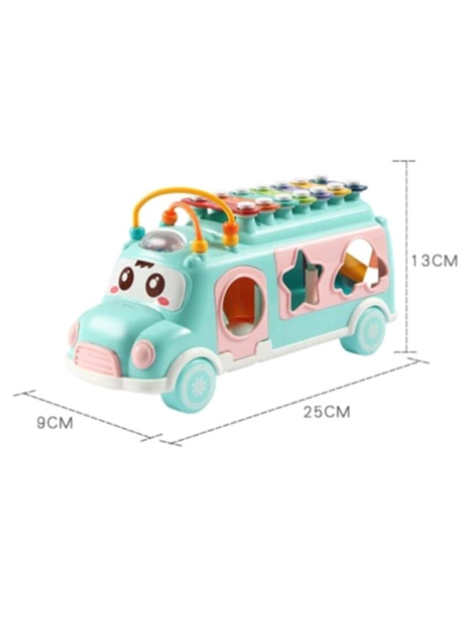 HUANGER Musical Happy Bus With Xylophone And Shape Sorter Educational Learning Toy For Kids 30x19.2x10.9cm  - Image 5