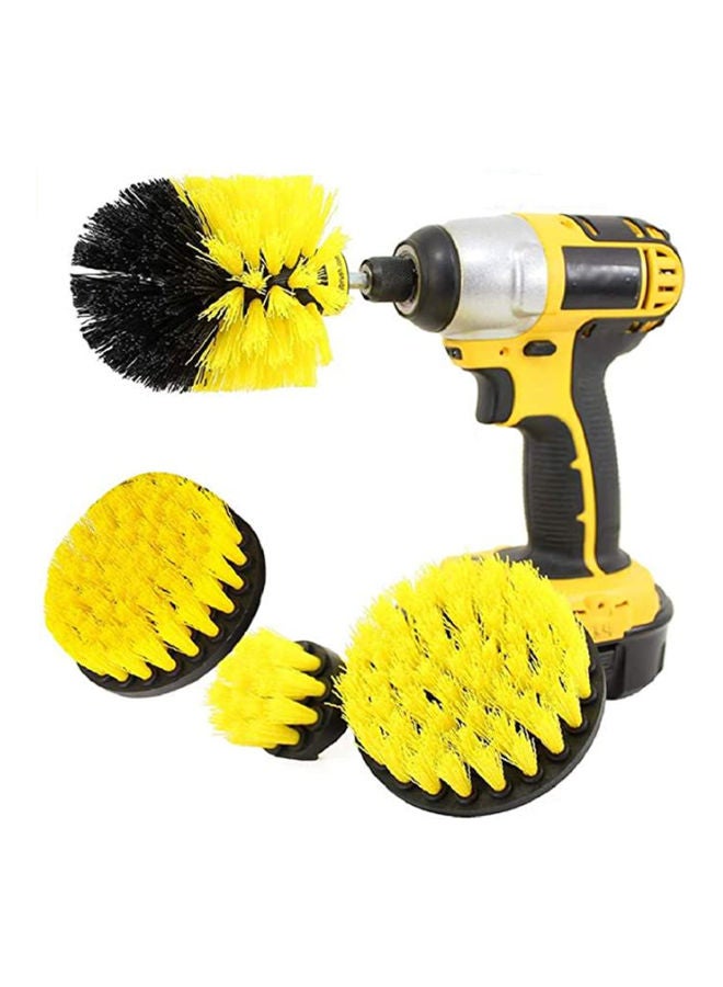 4-Piece Stiff Bristle Drill Brush Yellow/Black 20.2x16.6x12.6cm  - Image 1