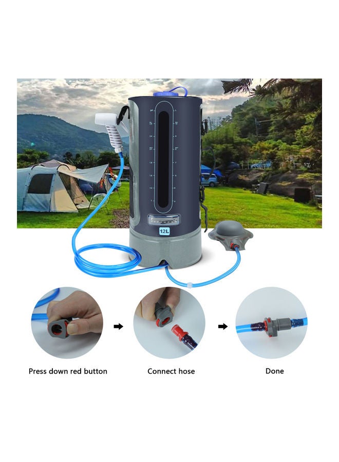 Generic 12l Portable Camping Shower Bag With Air Pump 24x19x20cm - Image 2