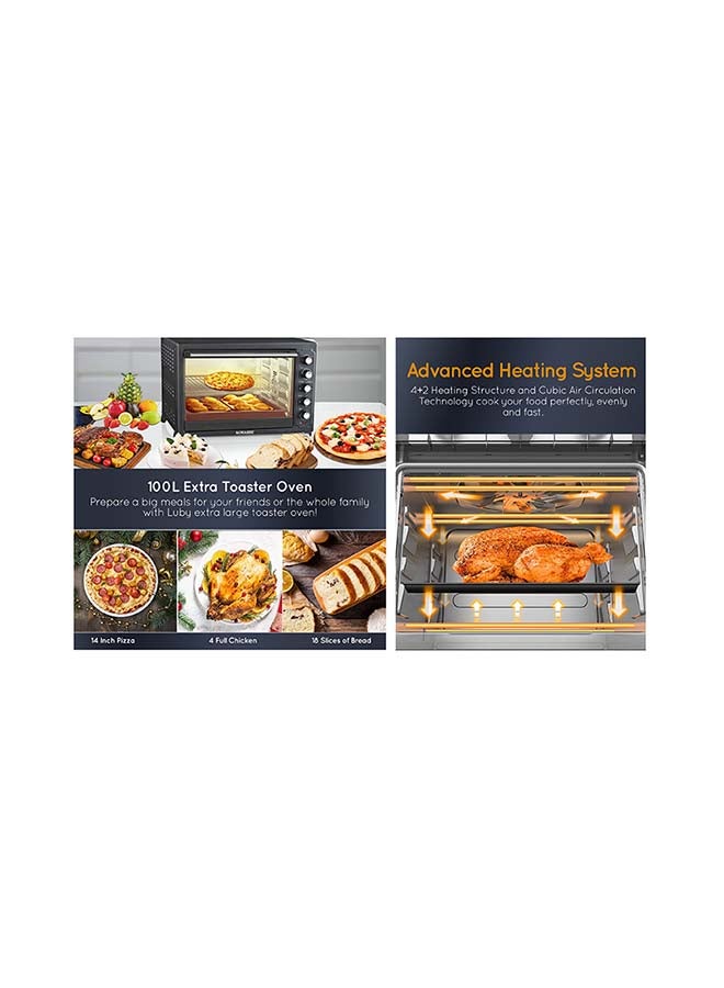 SONASHI - Electric Oven – 100L Countertop Oven with Auto Shut Off Function | 4 PCs Stainless Steel Heating Element with Rotisserie, Convection, and Lamp | Suitable for Toasting/Baking/Broiling 100 L 2800 W STO-734 Black - Image 1