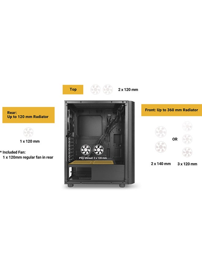NX230 NX Series-Mid Tower Gaming Cabinet Computer case with RGB Front Support