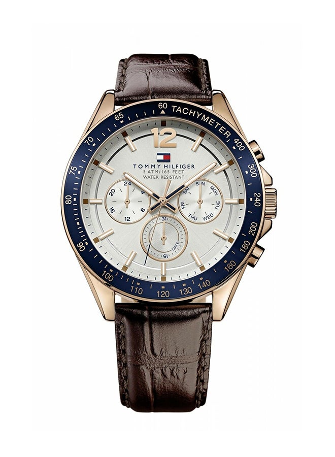 TOMMY HILFIGER - Men's Leather Strap Analog Wrist Watch-1791118 - 47 mm - Brown - Image 1