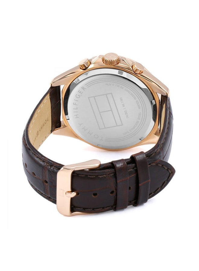 TOMMY HILFIGER - Men's Leather Strap Analog Wrist Watch-1791118 - 47 mm - Brown - Image 1