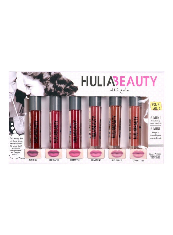 هوليا بيوتي مجموعة ملمع شفاه سائل صغير غير لامع 6، رقم 4 متعدد الألوان - Image 1
