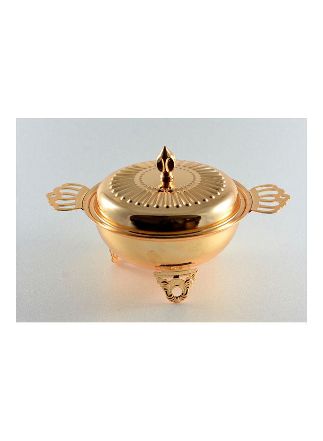 Date Bowl With Cover Gold 14.1cm - Image 1