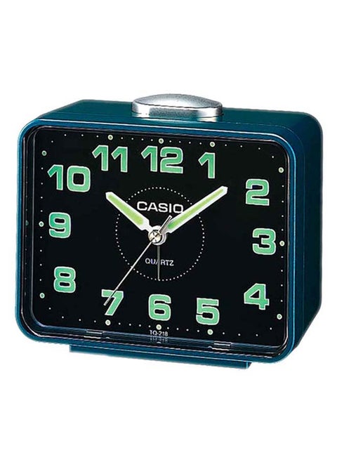 Rectangle Shape Analog Alarm Clock Blue/Silver 10.7x9x6cm