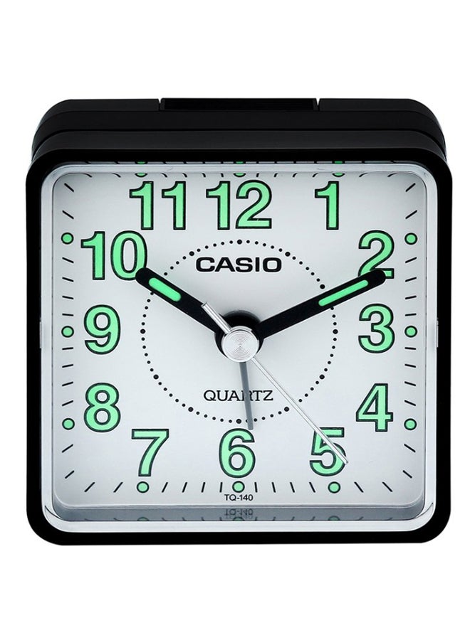 CASIO - Analog Alarm Desk Clock Black/White/Green 5.7 x 5.7 x 3.3cm - Image 1