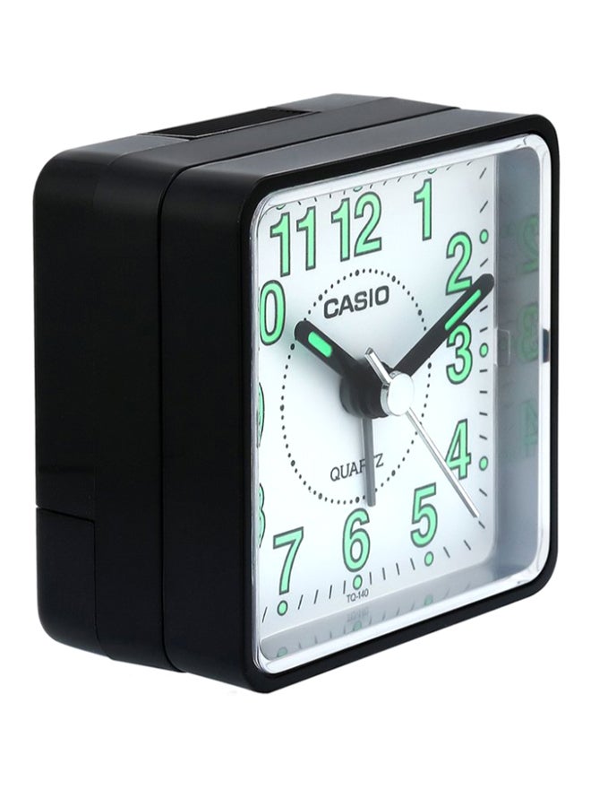 CASIO - Analog Alarm Desk Clock Black/White/Green 5.7 x 5.7 x 3.3cm - Image 1