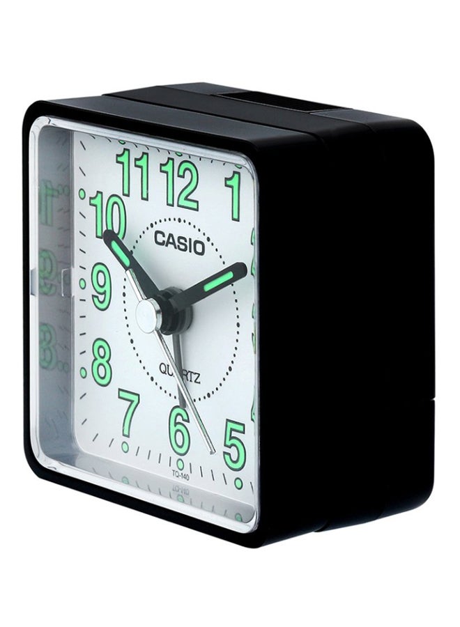 CASIO - Analog Alarm Desk Clock Black/White/Green 5.7 x 5.7 x 3.3cm - Image 1