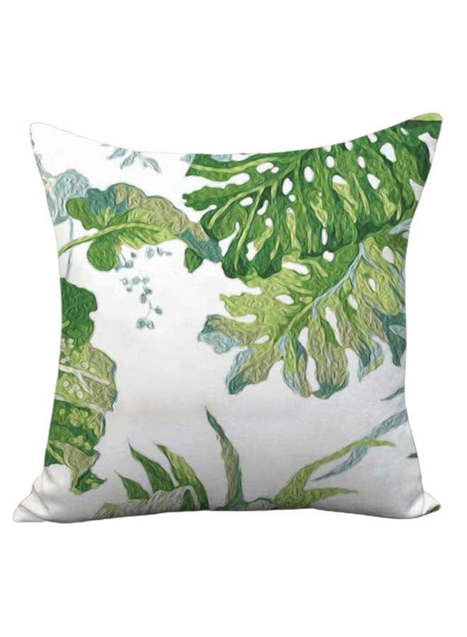 Sharpdo Decorative Printed Pillowcase White/Green 45 x 45cm