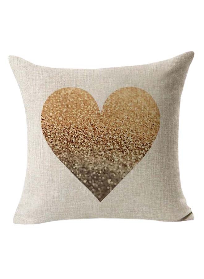 Sharpdo Decorative Printed Pillowcase Beige/Gold 45 x 45cm