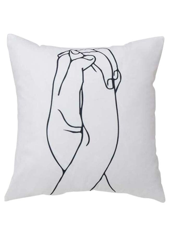 شاربدو غطاء وسادة للزينة مزين بطبعة أبيض/رمادي 45 x 45سم