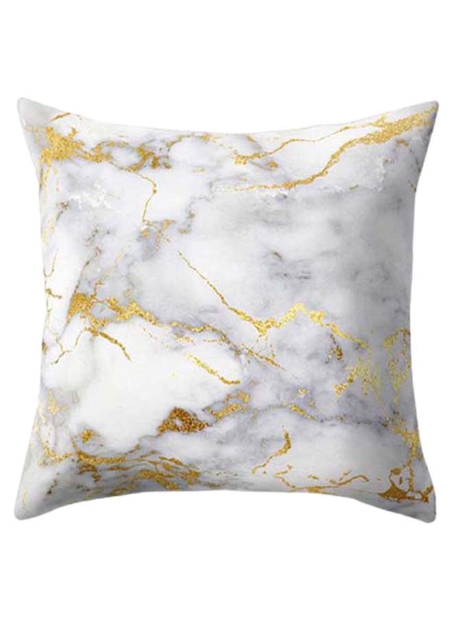 Sharpdo Decorative Printed Pillowcase White/Grey/Gold 45 x 45cm