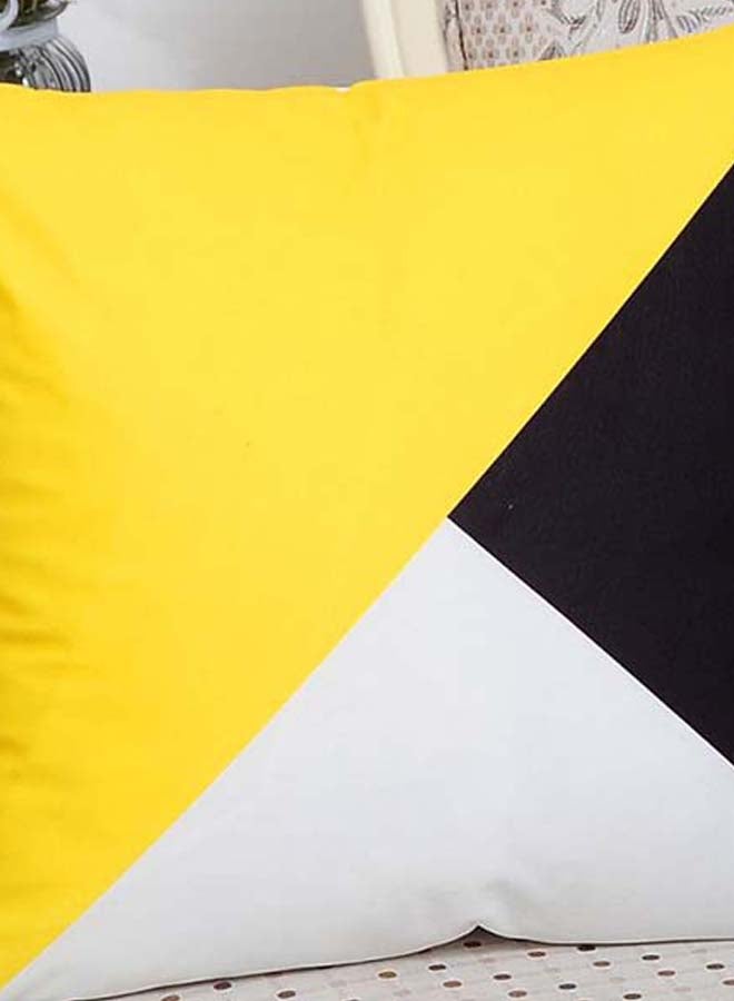 شاربدو غطاء وسادة للزينة مزين بطبعة أصفر/أبيض/أسود 45 x 45سم - Image 2