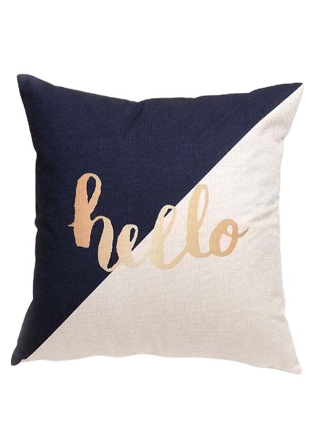 شاربدو غطاء وسادة للزينة مزين بطبعة أبيض/ أزرق/ ذهبي 45 x 45سم - Image 1