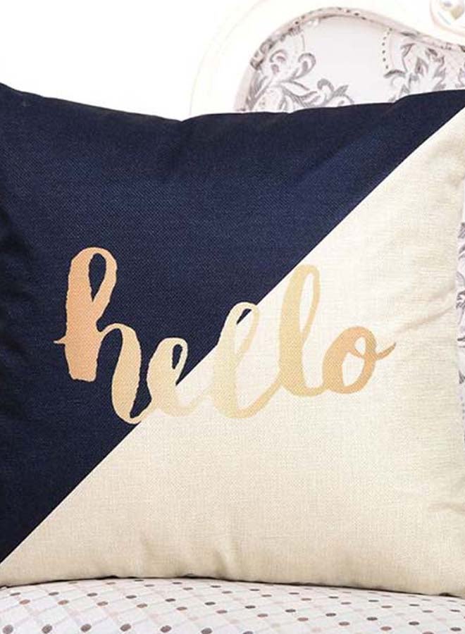 شاربدو غطاء وسادة للزينة مزين بطبعة أبيض/ أزرق/ ذهبي 45 x 45سم - Image 2