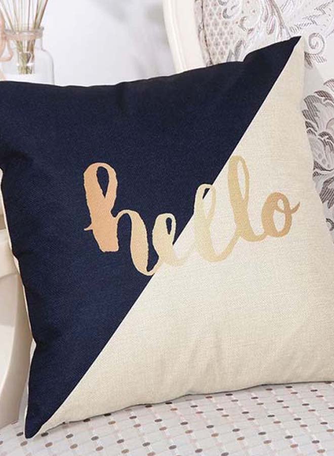 شاربدو غطاء وسادة للزينة مزين بطبعة أبيض/ أزرق/ ذهبي 45 x 45سم - Image 3