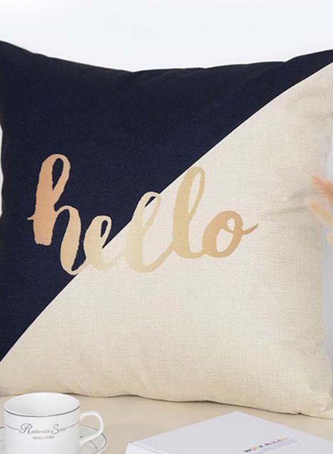 شاربدو غطاء وسادة للزينة مزين بطبعة أبيض/ أزرق/ ذهبي 45 x 45سم - Image 4