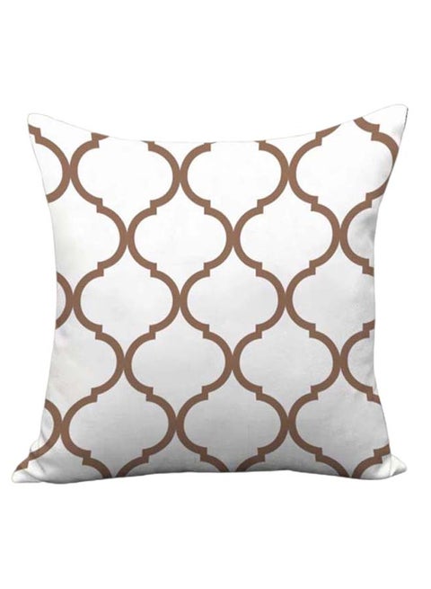 Decorative Printed Pillowcase White/Gold 45 x 45cm