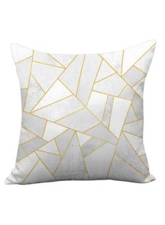 Graphic Geometric Pattern Throw Pillow Case Cushion Cover White/Grey/Gold 45 x 45cm - v1615194732/N23113255A_1