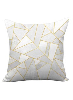 Sharpdo Graphic Geometric Pattern Throw Pillow Case Cushion Cover White/Grey/Gold 45 x 45cm 