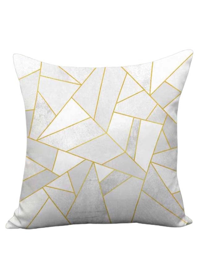 Sharpdo Graphic Geometric Pattern Throw Pillow Case Cushion Cover White/Grey/Gold 45 x 45cm 