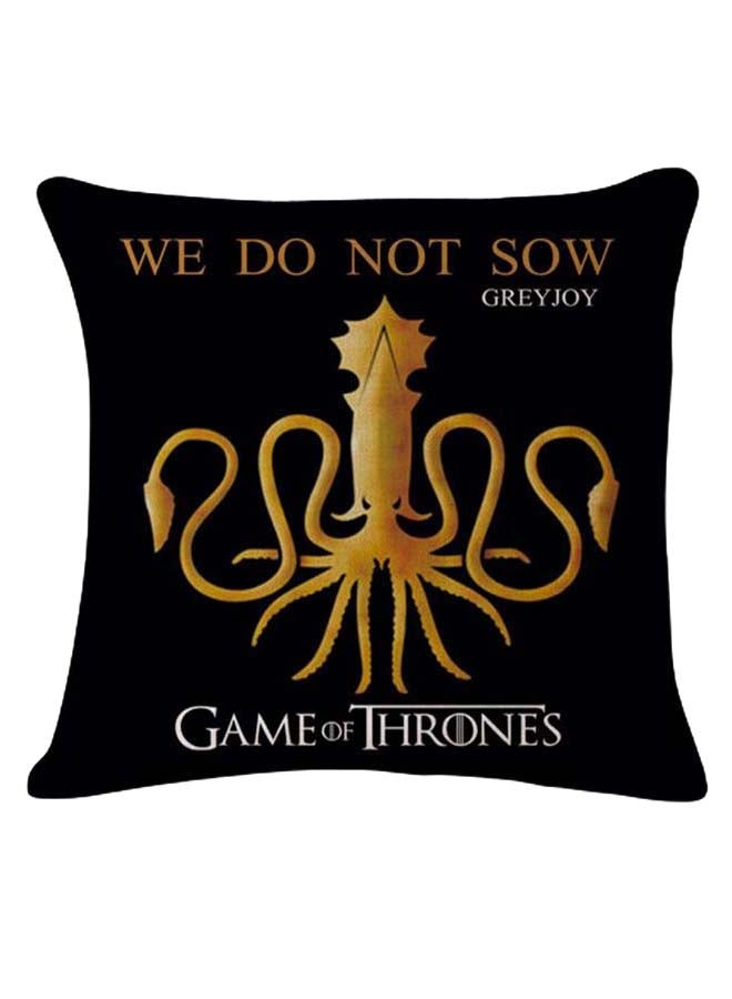 شاربدو غطاء وسادة للزينة مزين بطبعة أسود/ أصفر/ أبيض 45 x 45سم